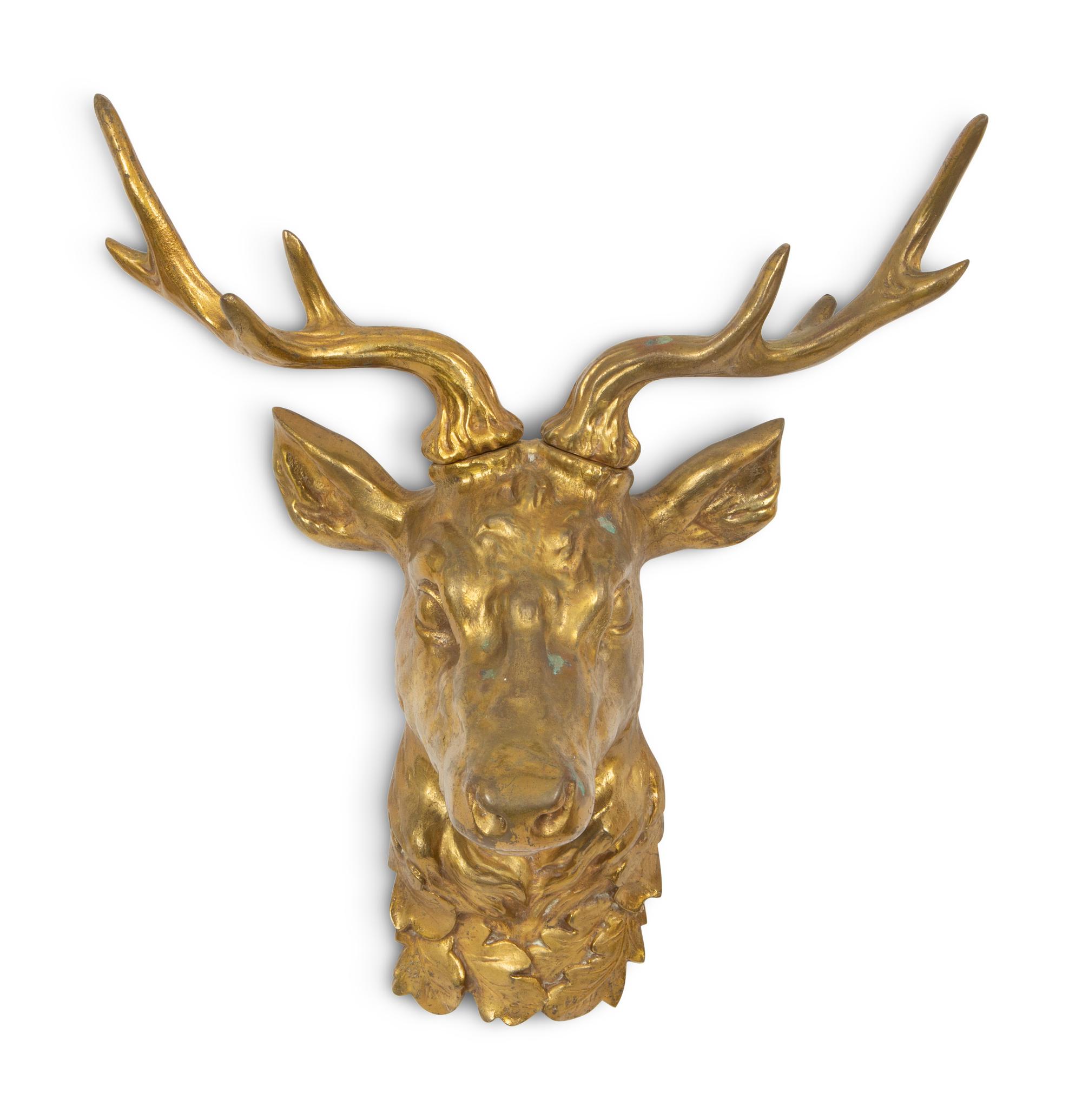 A Gilt Cast Bronze Stag Head Mount