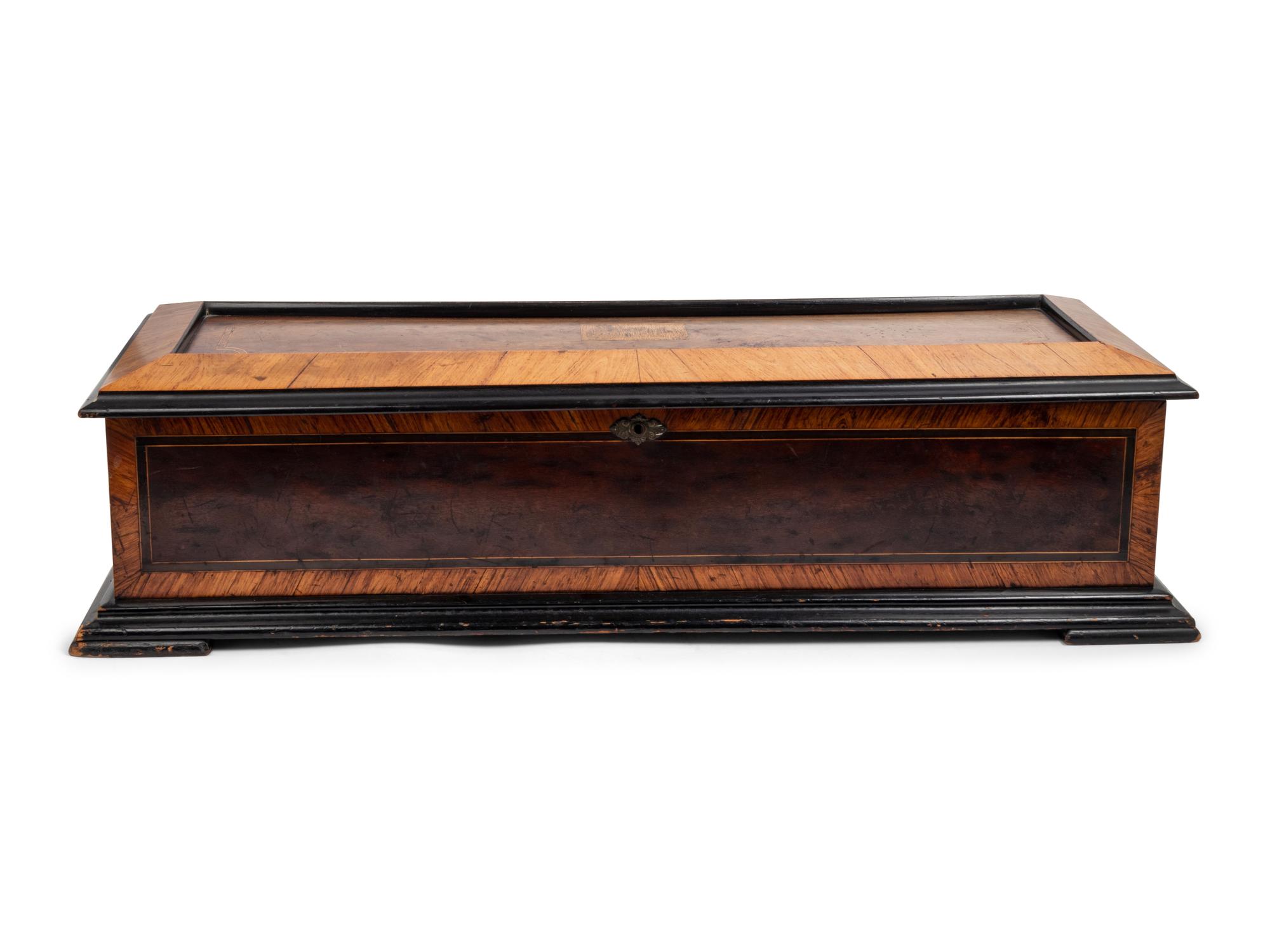 A Large Swiss Marquetry Cylinder Music Box