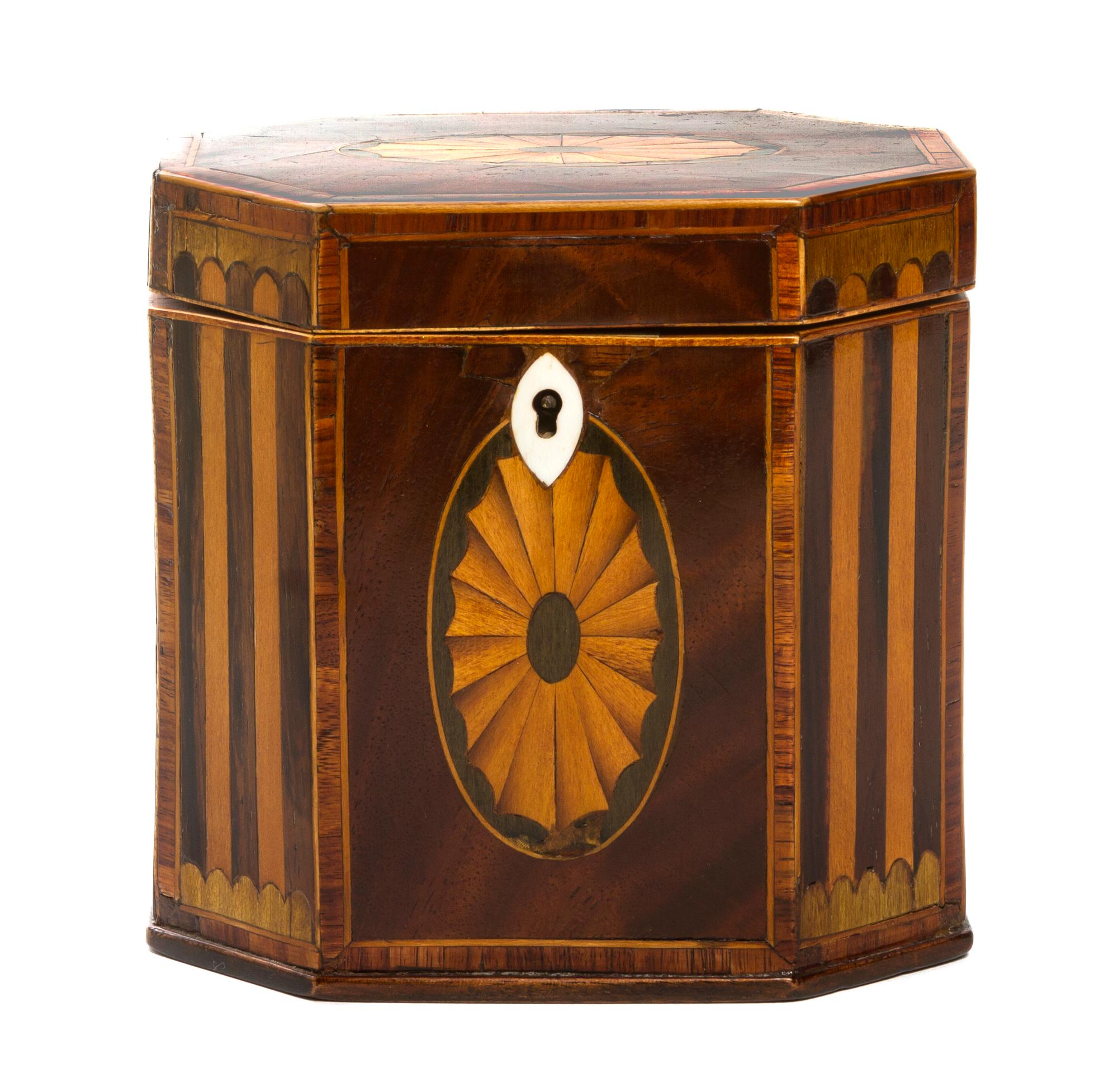 A George III Mahogany Tea Caddy, Height 4 7/8 inches.