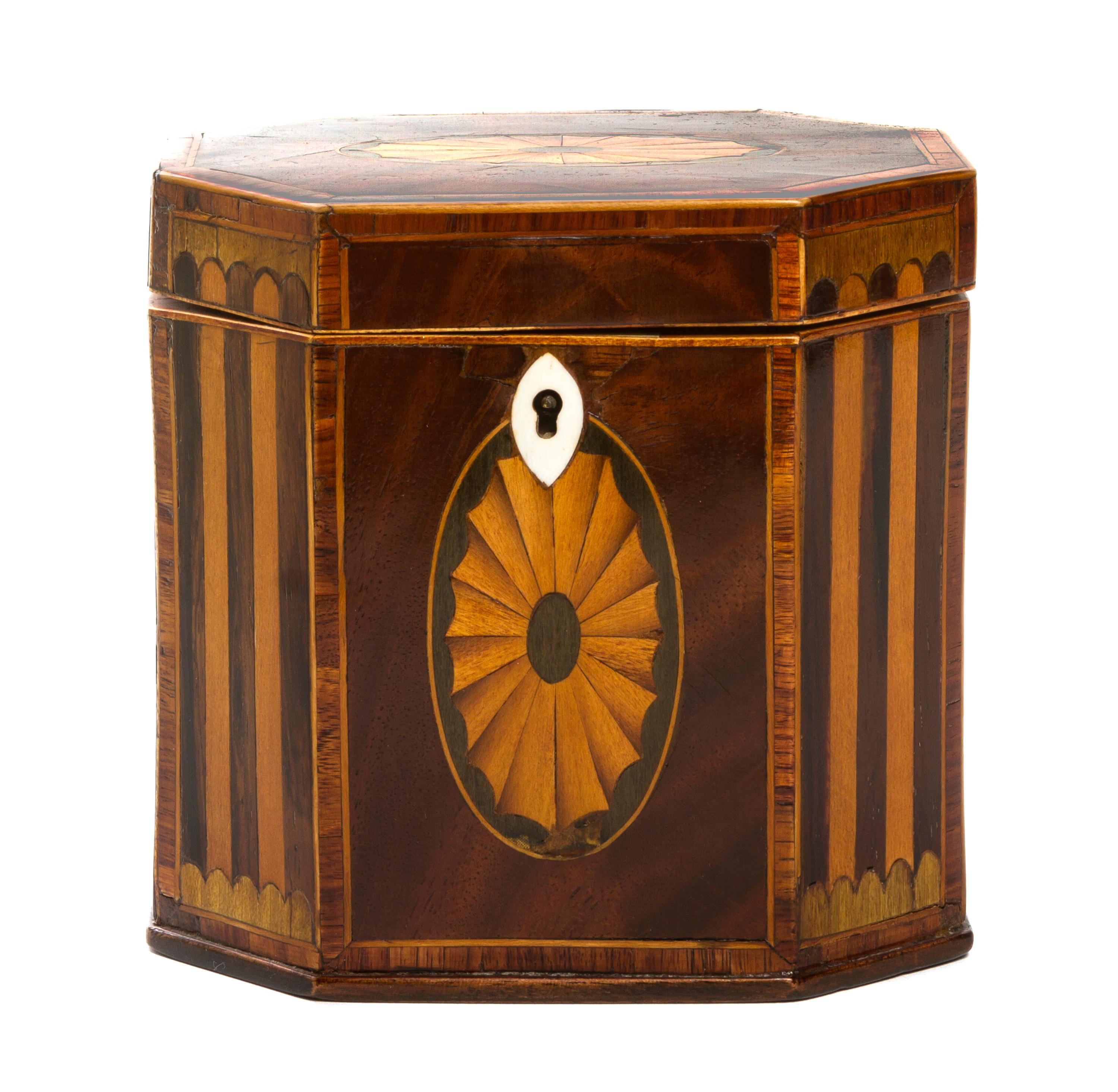 A George III Mahogany Tea Caddy, Height 4 7/8 inches.