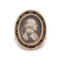 [WASHINGTON, George (1732-1799)]. SAINT-MEMIN, Charles Balthazar Julien Févret de (1770-1852). Gold alloy and enamel mourning ring purportedly bequeathed in Washington's last will and testament. Circa 1800.