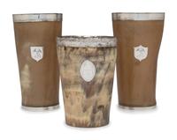 Three Silver Mounted Horn Vessels