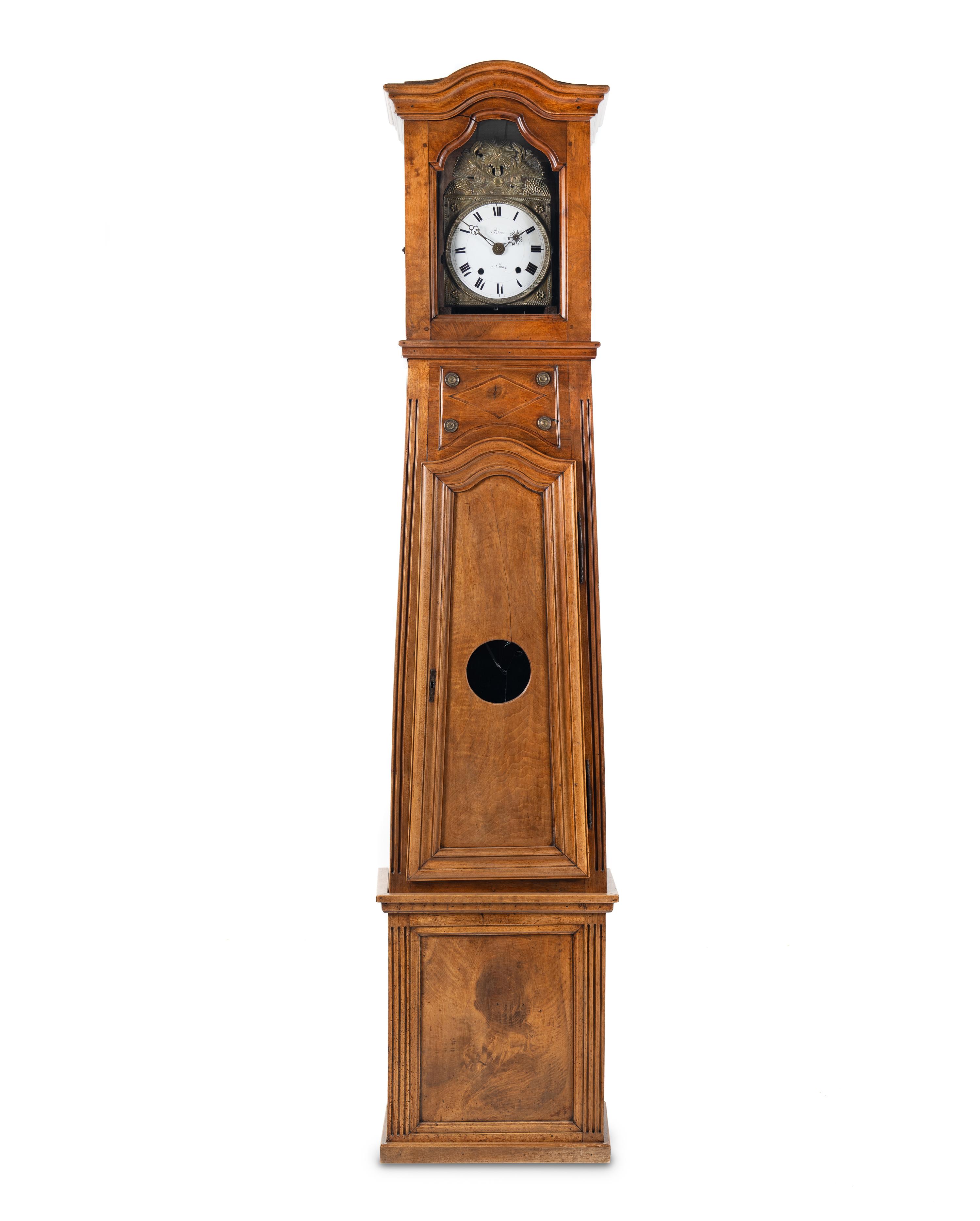 A French Provincial Walnut Tall-Case Clock