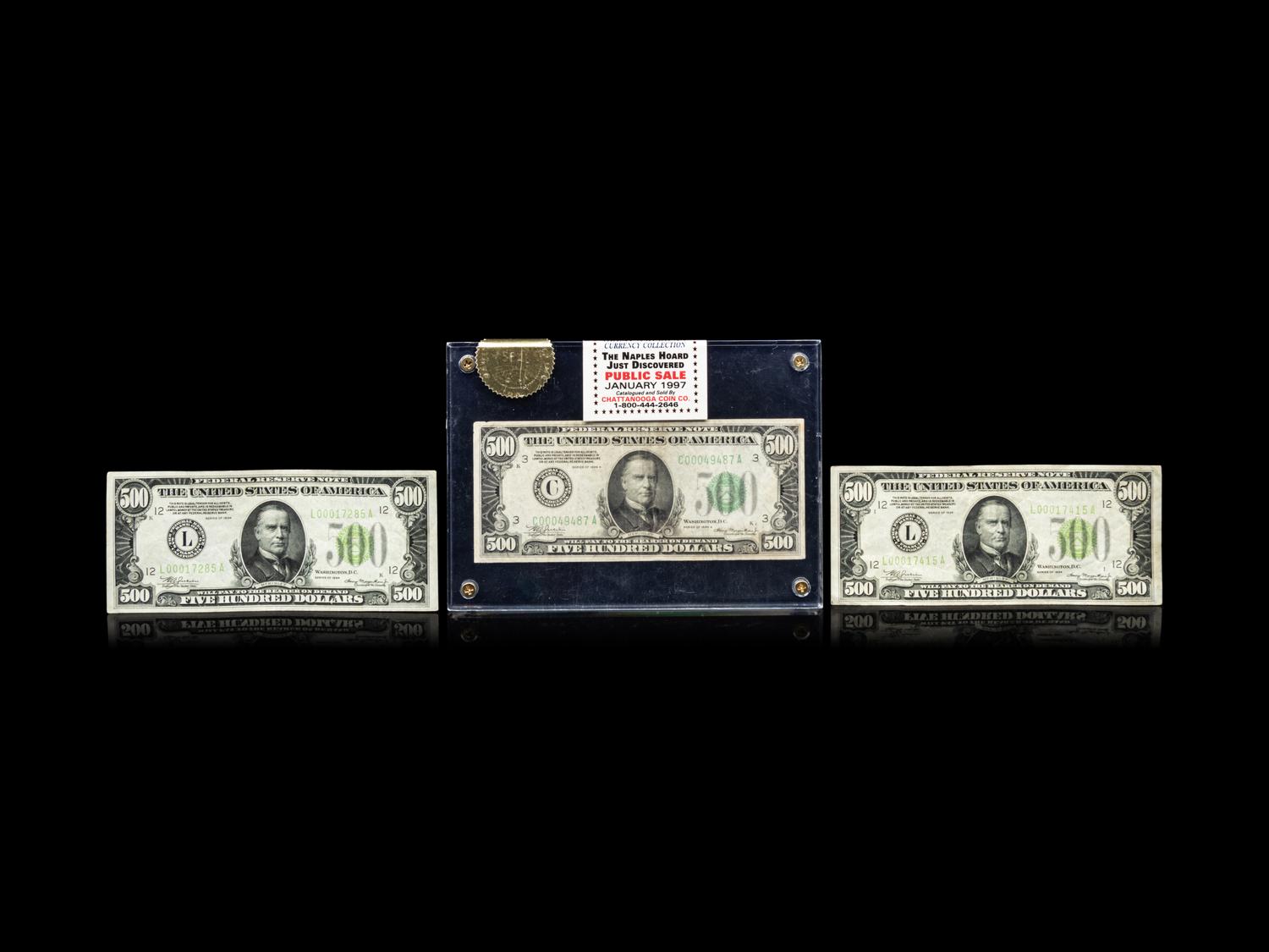 Three $500 Federal Reserve Notes