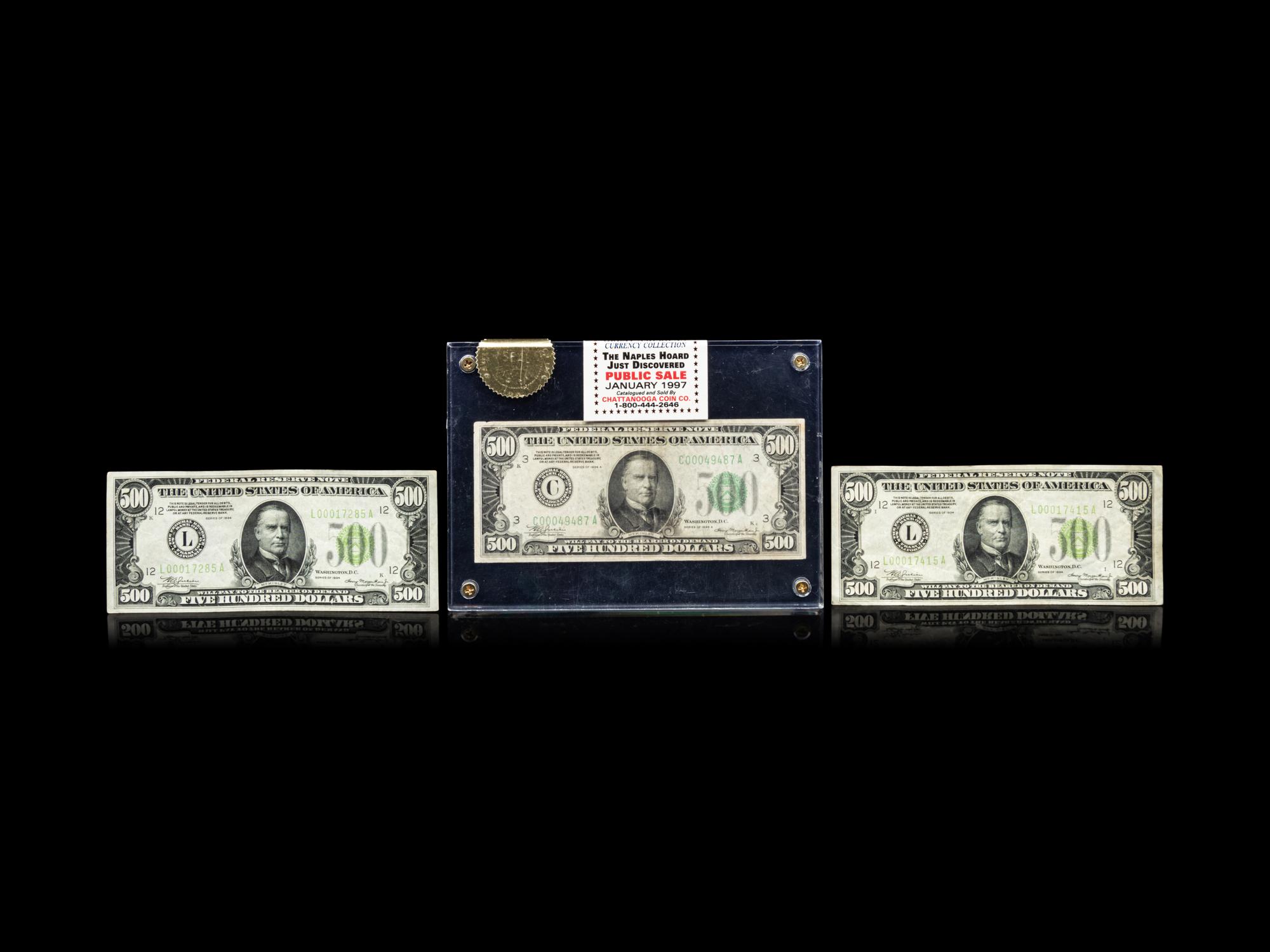 Three $500 Federal Reserve Notes