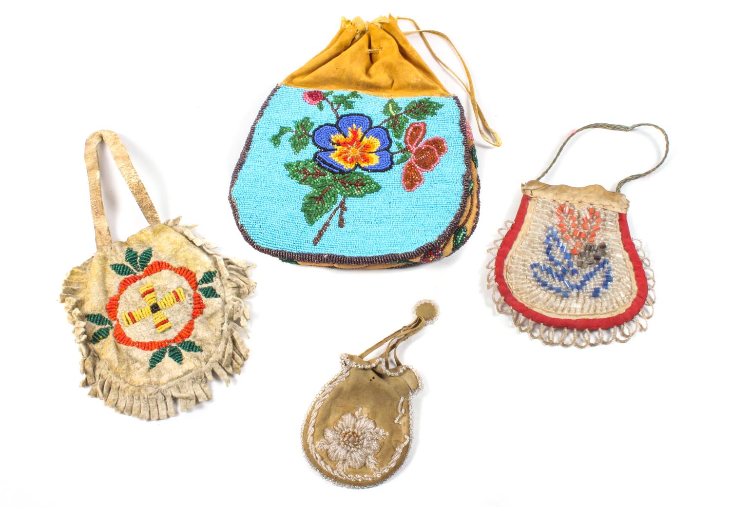Four Beaded Bags Height of largest 9 x 7 inches