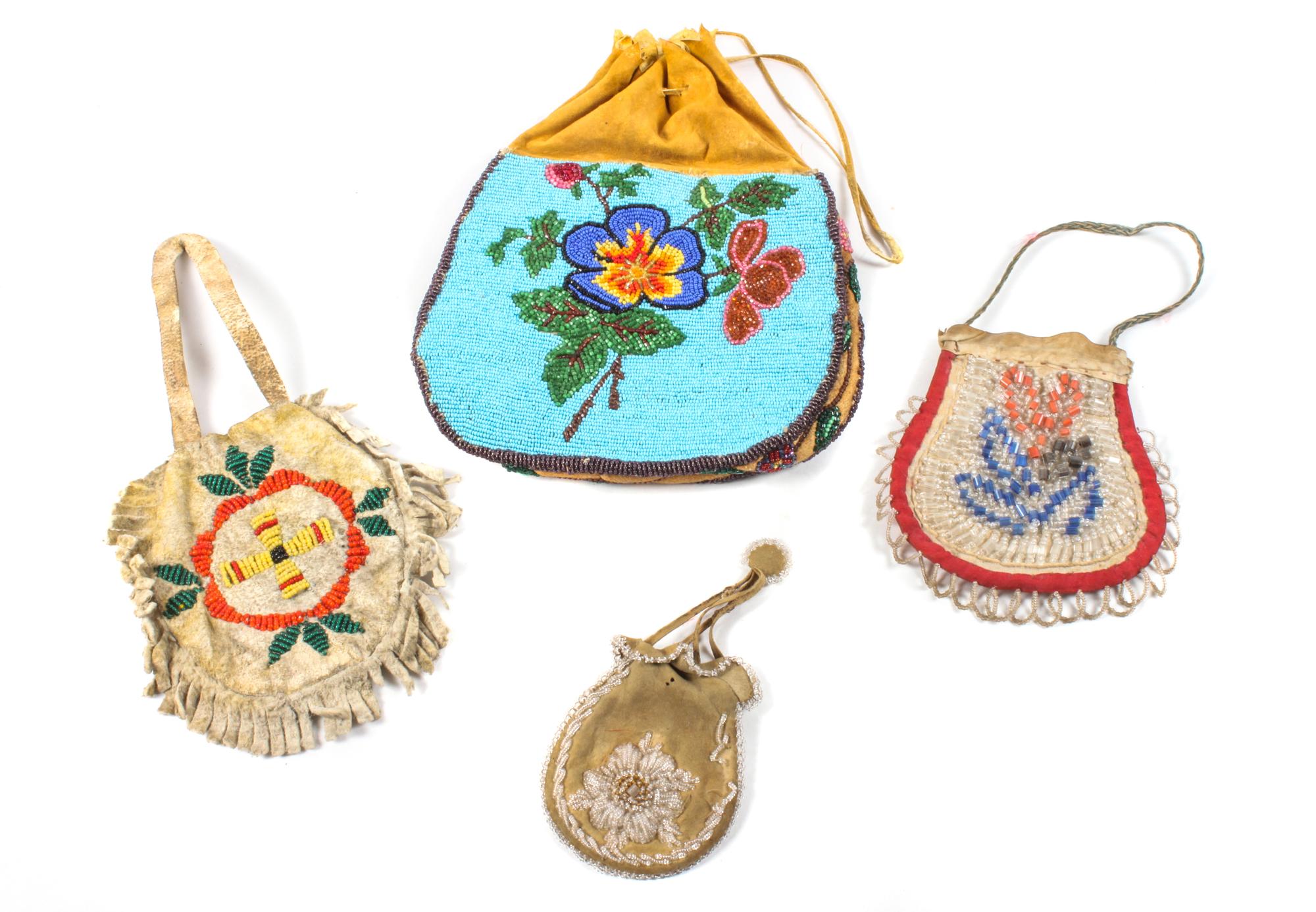 Four Beaded Bags Height of largest 9 x 7 inches