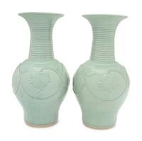 A Pair of Chinese Longquan- Style Celadon Glazed Porcelain Vases