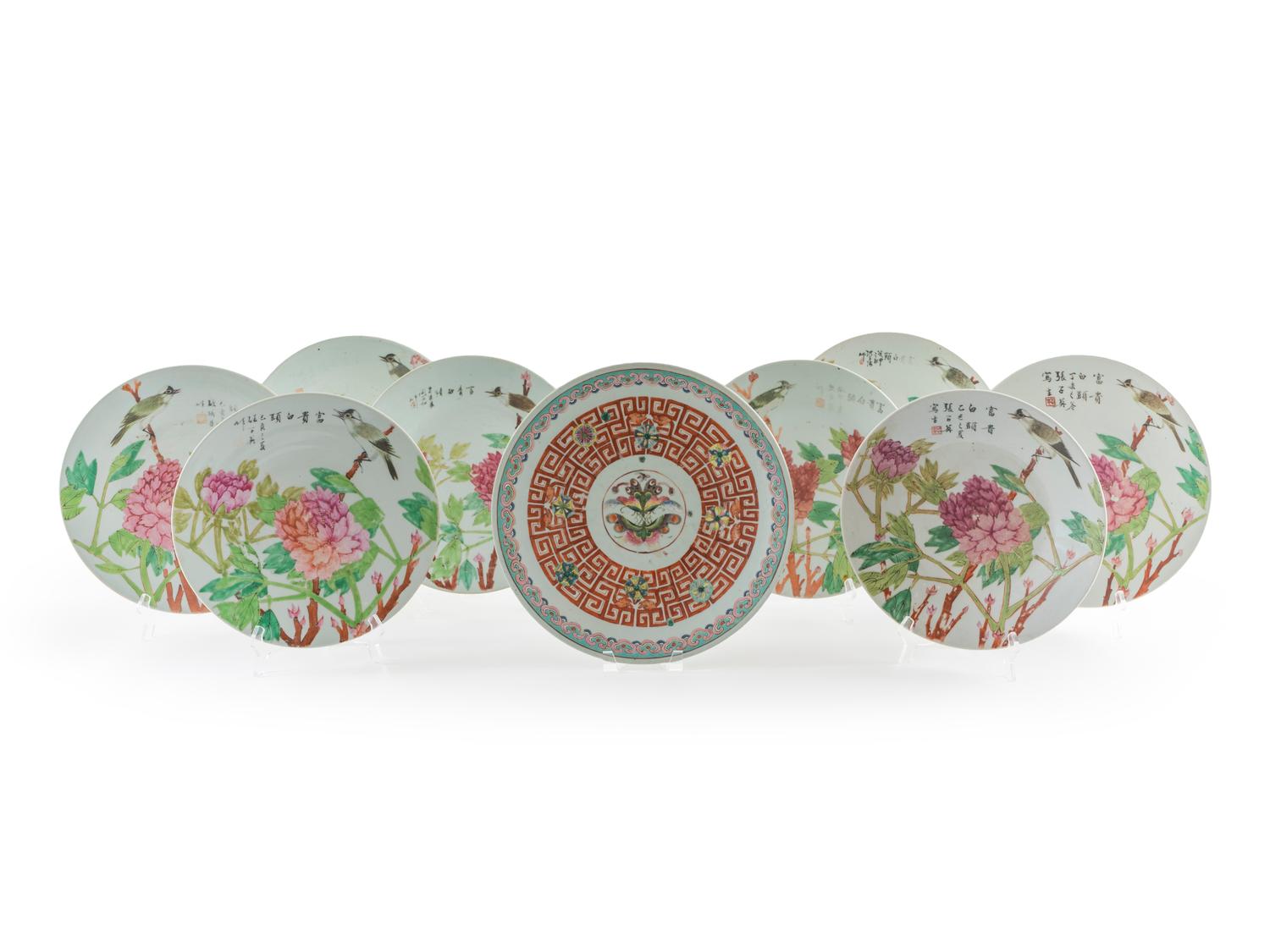 A Group of Eight Chinese Plates — QING DYNASTY