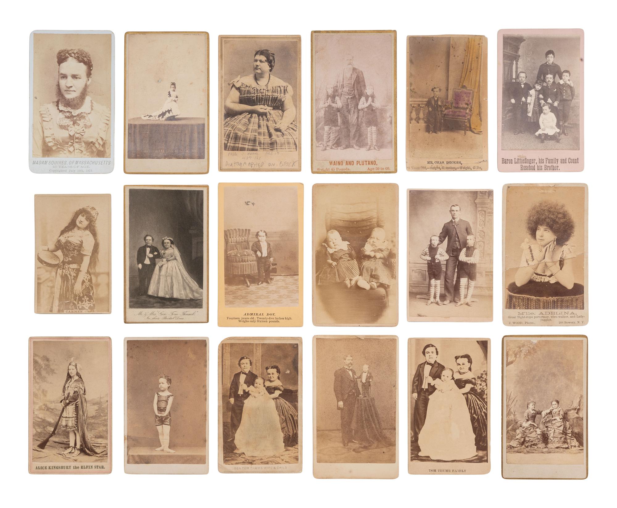 [EARLY PHOTOGRAPHY]. 30 CDVs of circus performers and sideshow acts, incl. portraits by EISENMANN.