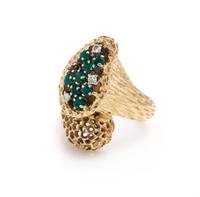 YELLOW GOLD, EMERALD AND DIAMOND RING