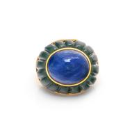 SAPPHIRE AND NEPHRITE JADE BOMBE RING