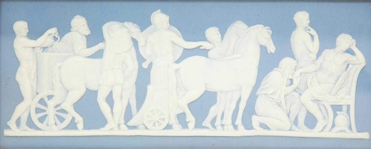Two Framed Wedgwood Blue Jasperware Plaques