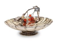 A Fabergé Silver, Parcel-Gilt and Hardstone Mounted Fruit Bowl