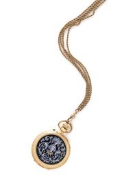 DAVID J. MAGNIN, 18K YELLOW GOLD, ENAMEL, AND DIAMOND POCKET WATCH