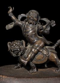 A Sino-Tibetan Bronze Figure of a Guardian