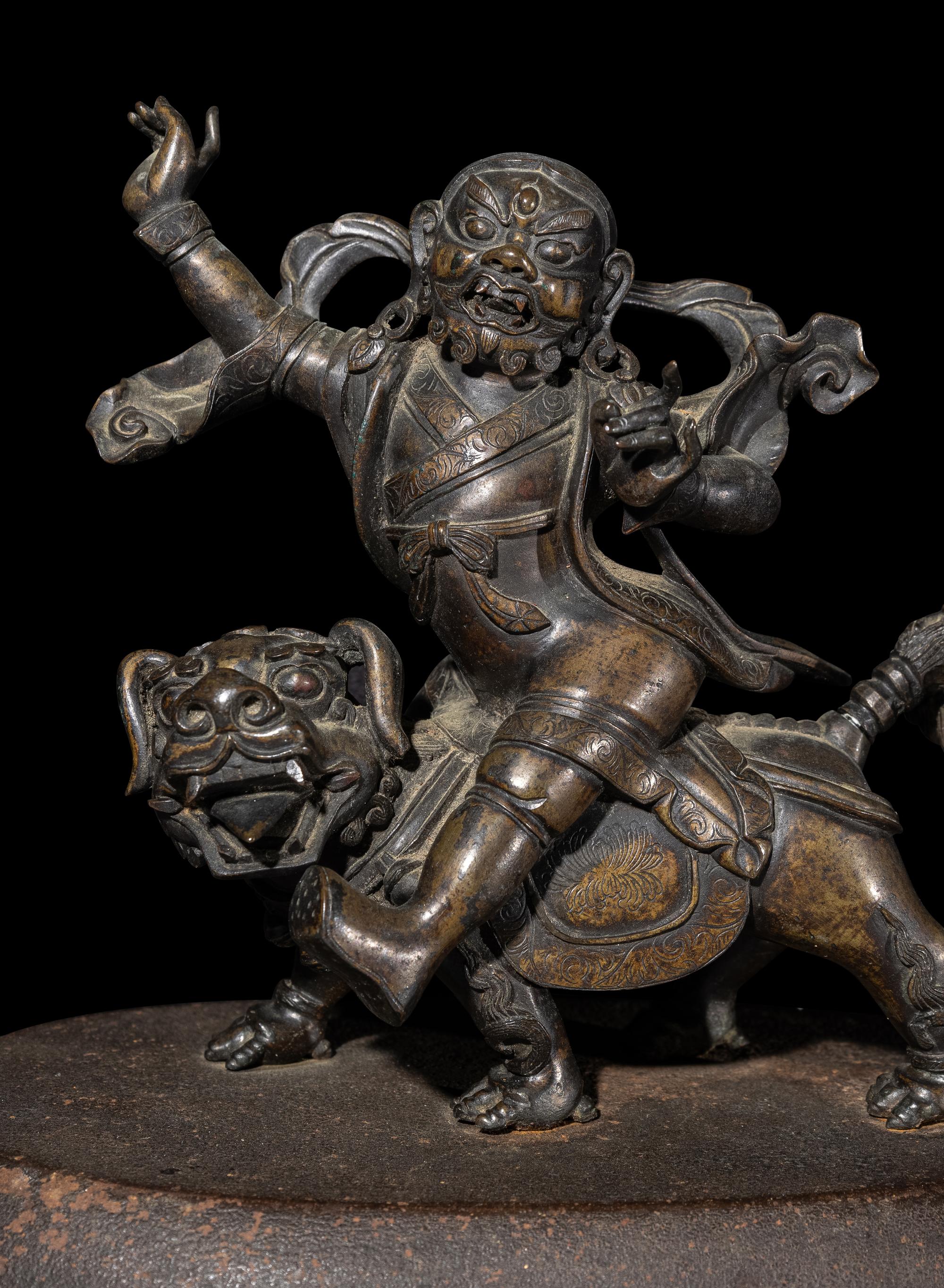 A Sino-Tibetan Bronze Figure of a Guardian