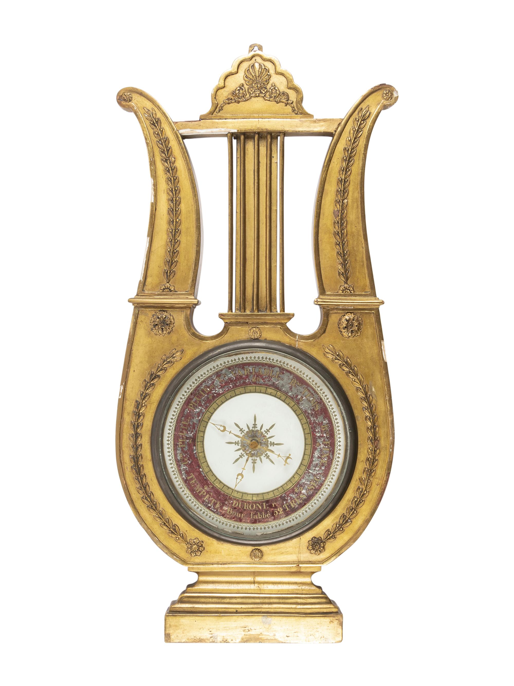 An Empire Giltwood and Reverse-Painted Glass Barometer