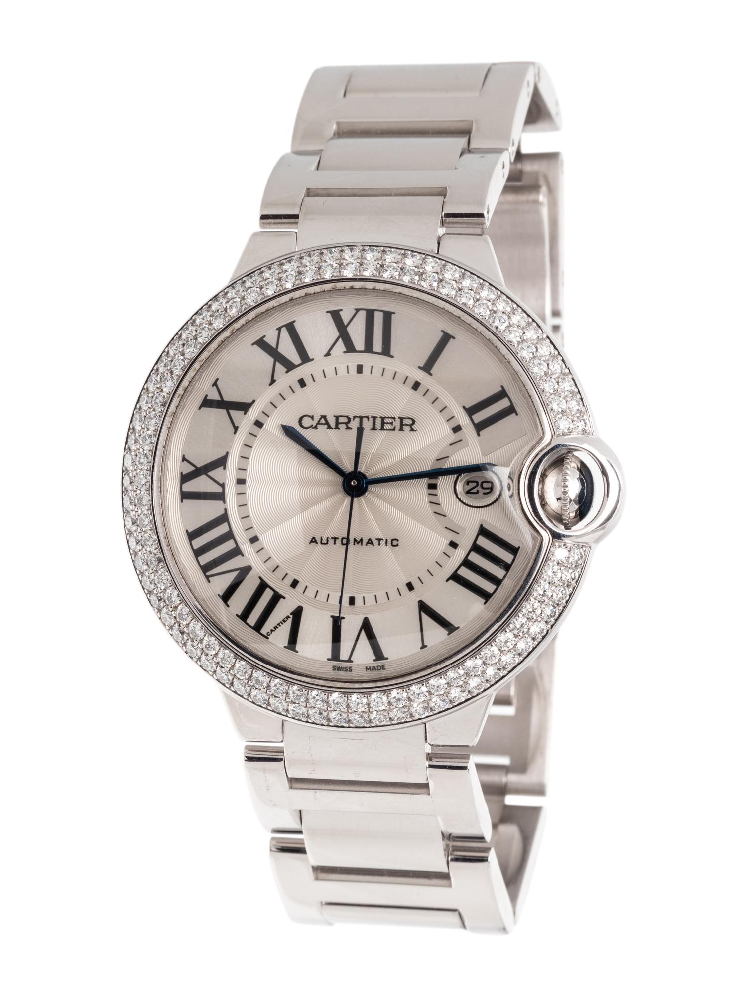 CARTIER, 18K WHITE GOLD AND DIAMOND 'BALLON BLEU XL' WRISTWATCH