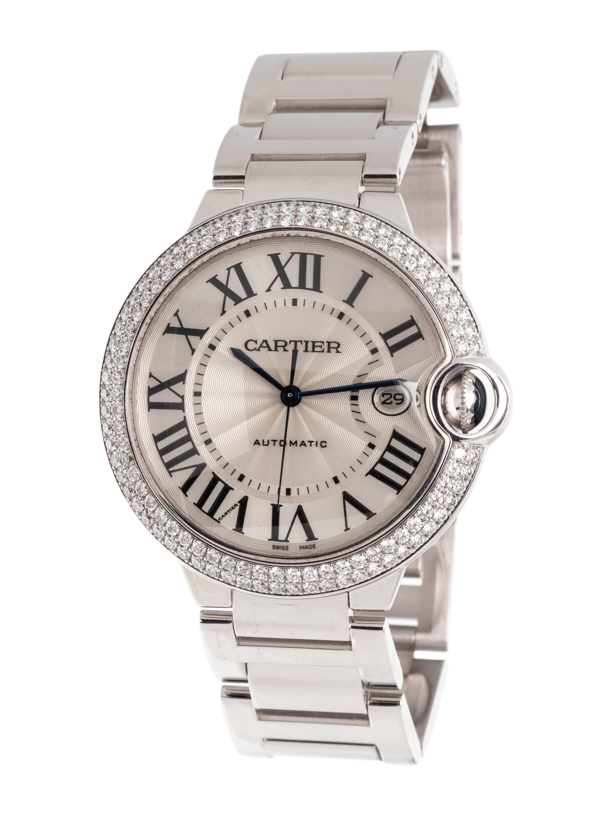 CARTIER, 18K WHITE GOLD AND DIAMOND 'BALLON BLEU XL' WRISTWATCH