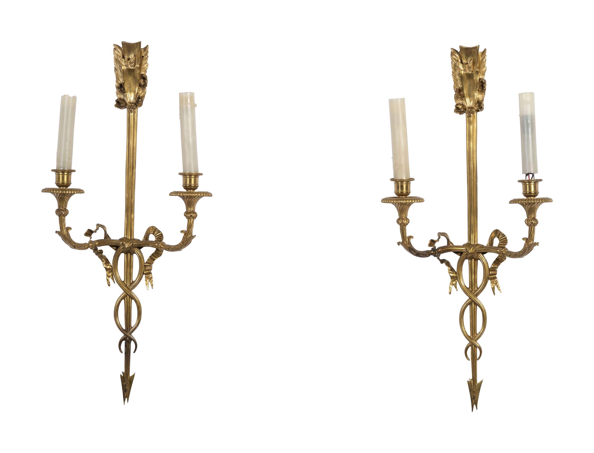 A Pair of Empire-Style Gilt Metal Sconces