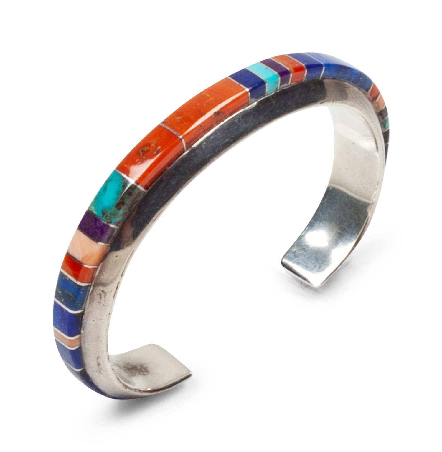 Sterling silver and channel inlay cuff bracelet