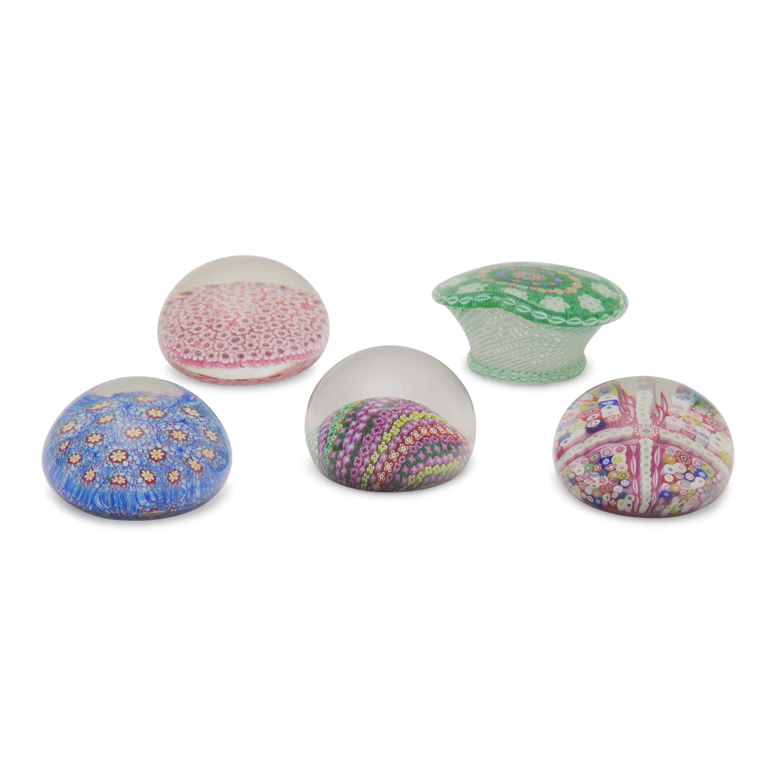 A Group of Five French Glass Paperweights