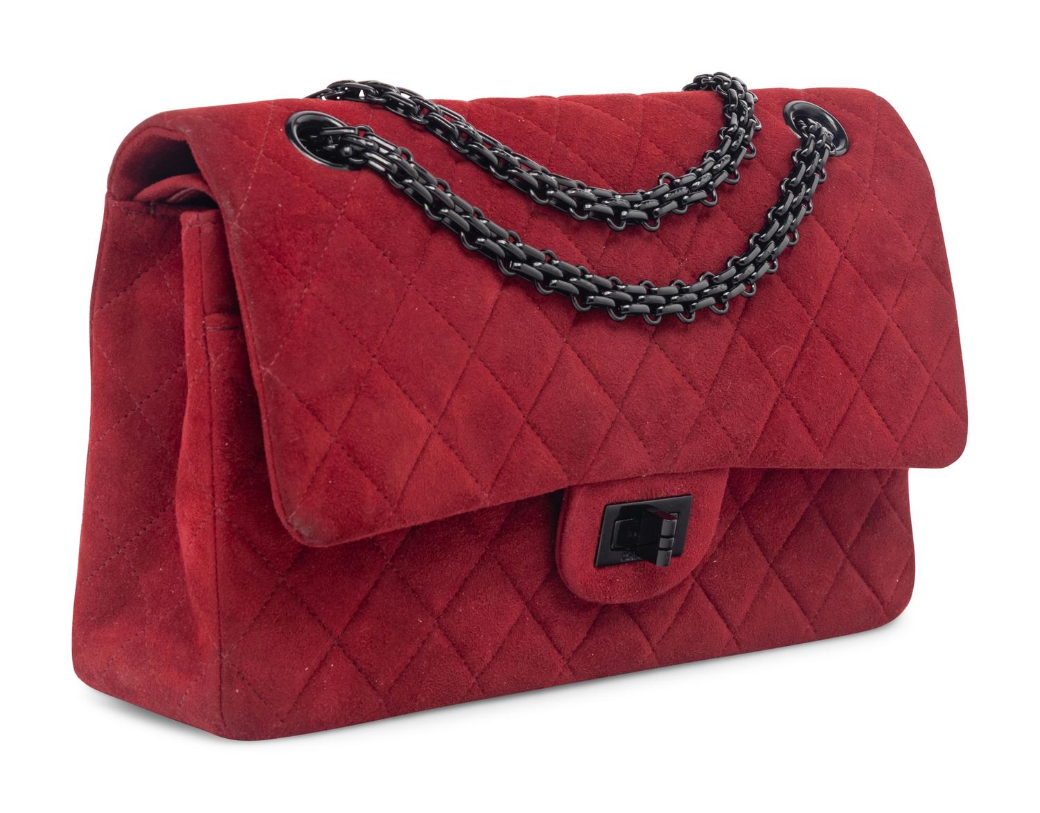 Chanel 2.55 Flap Bag in Red Quilted Suede