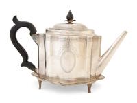 A George III Silver Teapot and Stand and Two Sugar Tongs — Hester Bateman, London
