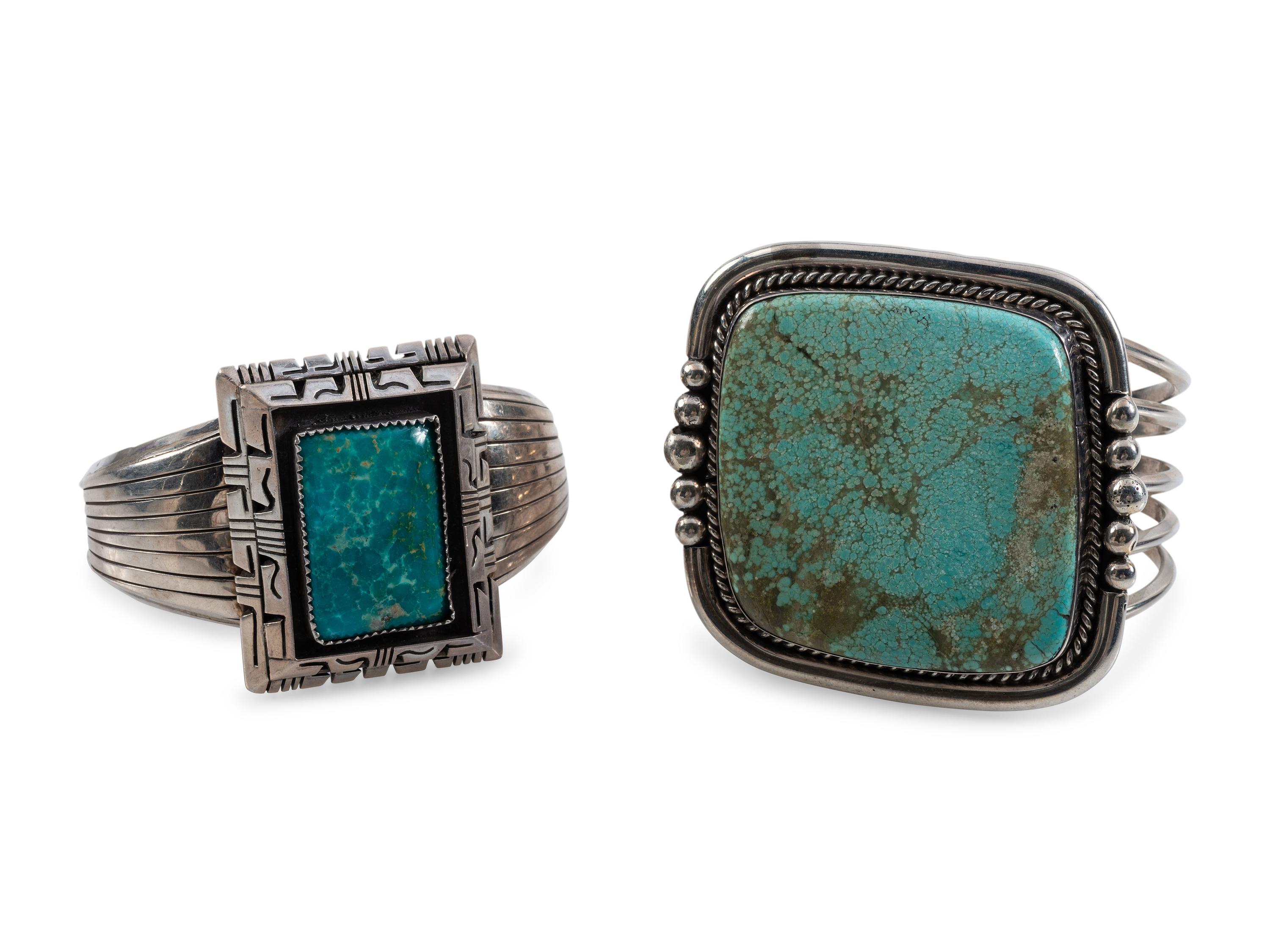 Navajo Sterling Silver and Turquoise Cuff Bracelets