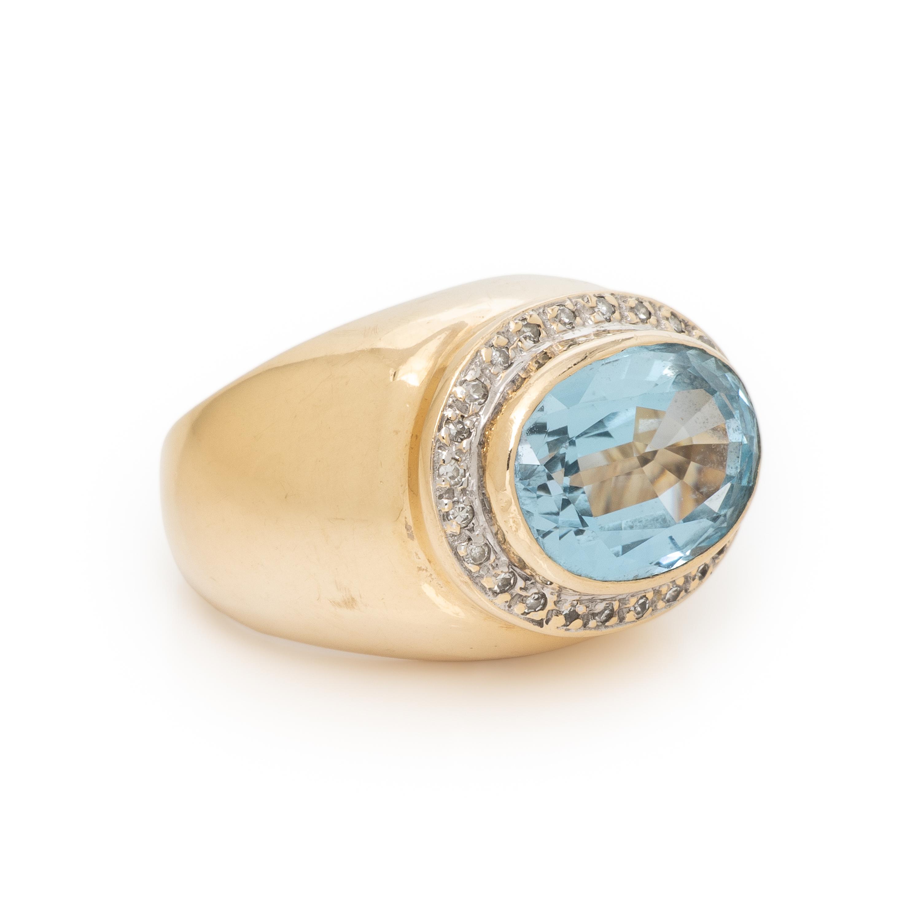 Blue Topaz and Diamond Ring