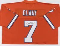 A John Elway Signed Autograph Denver Broncos Jersey Display (Beckett Authentication Services Letter),