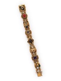 YELLOW GOLD AND MULTIGEM SLIDE CHARM BRACELET