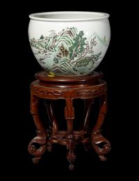 A Chinese Famille Verte Porcelain Scroll Pot