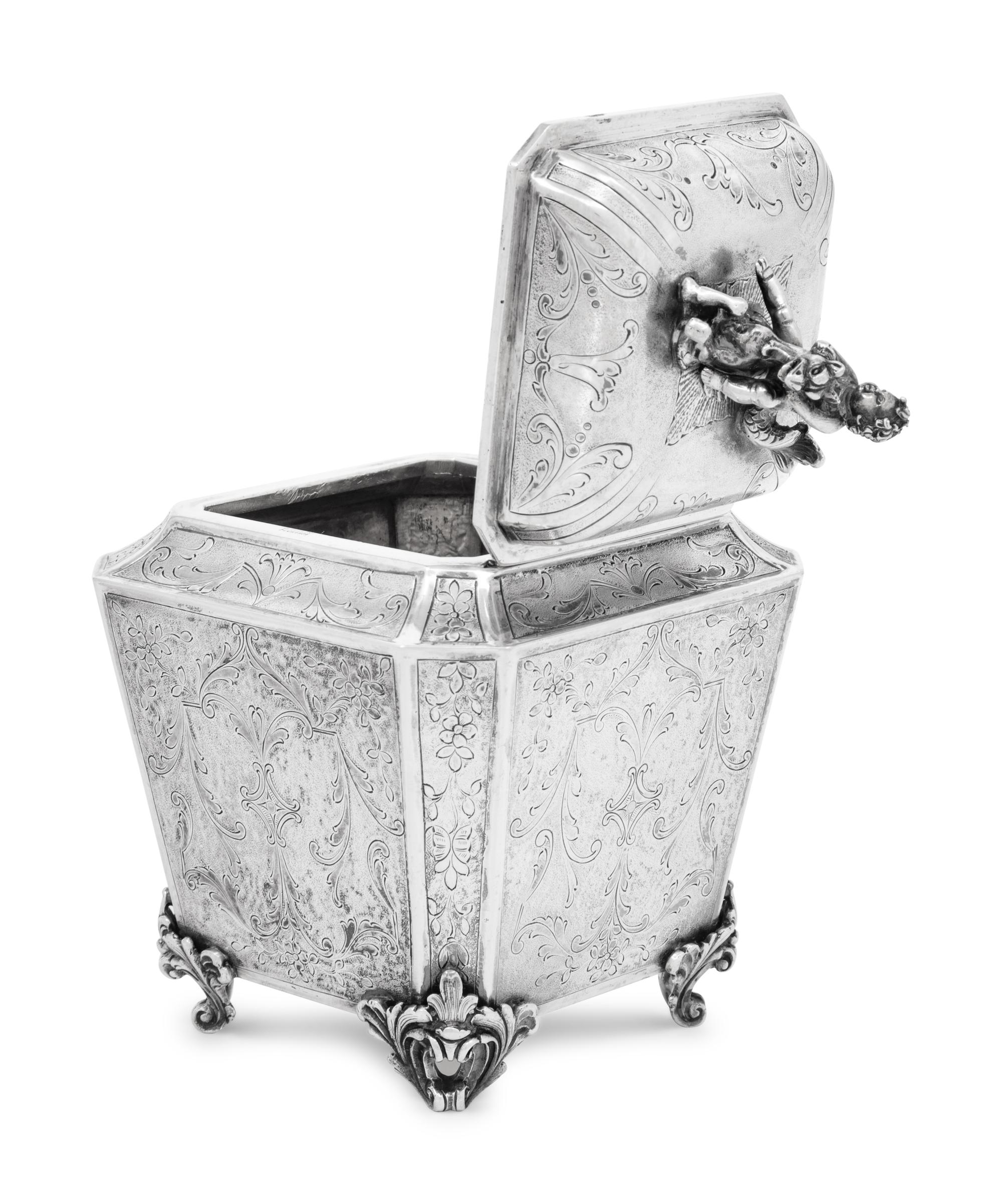 An Italian Silver Tea Caddy