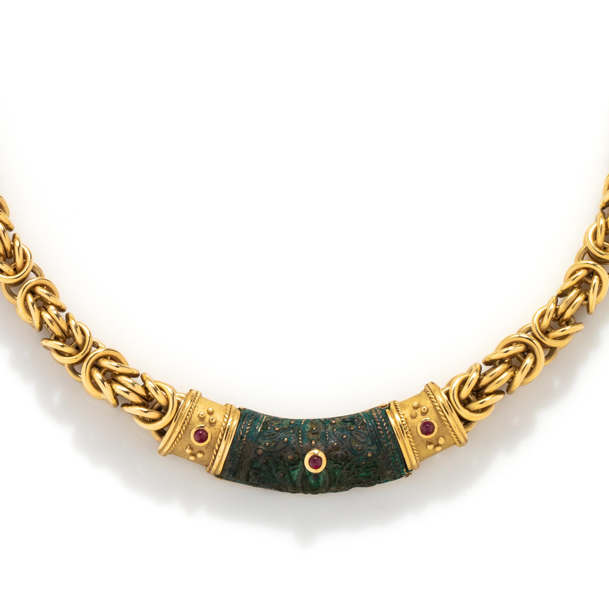 YELLOW GOLD AND RUBY NECKLACE