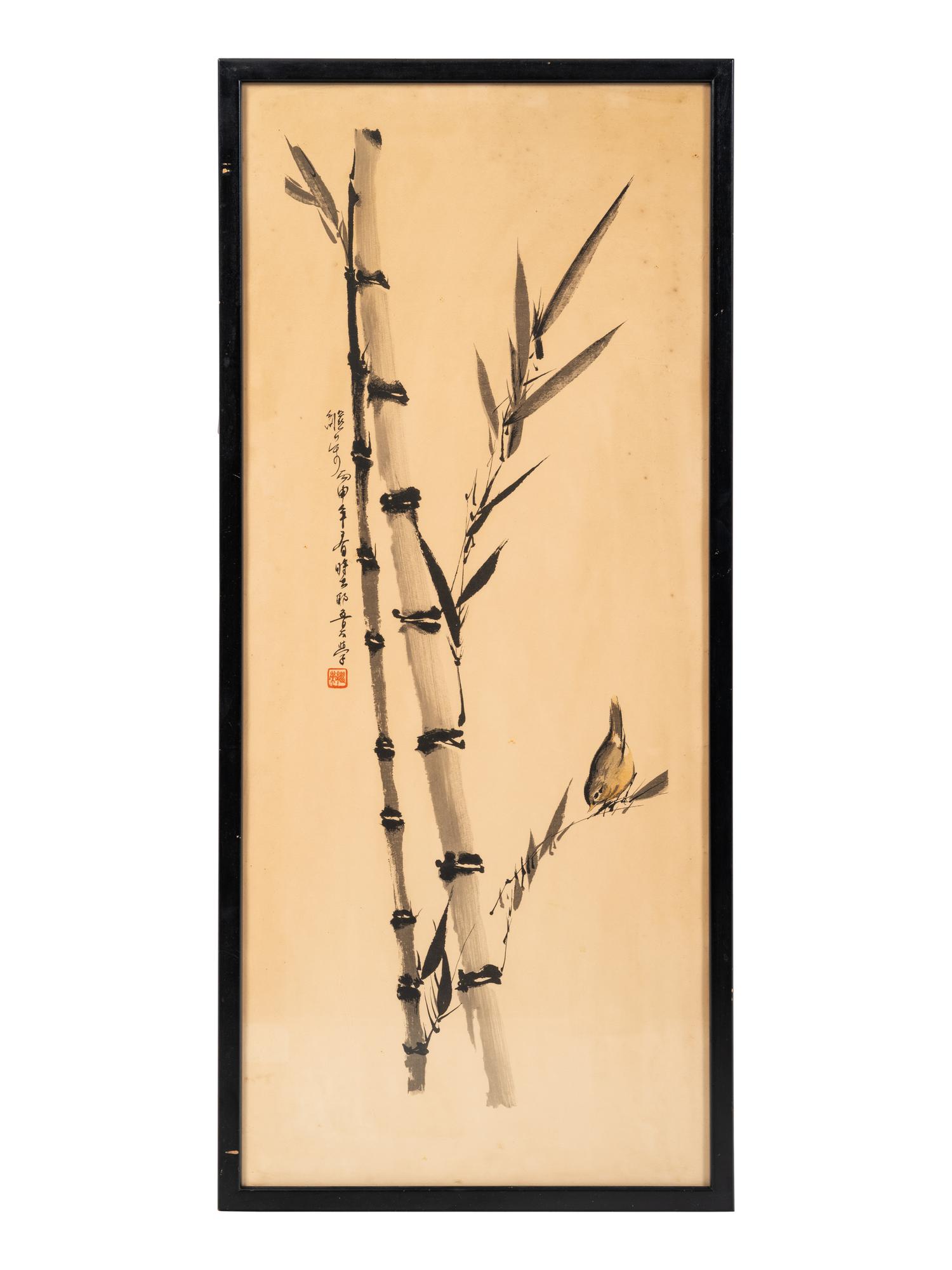 Two Chinese Ink and Color Paintings on Paper and One Print