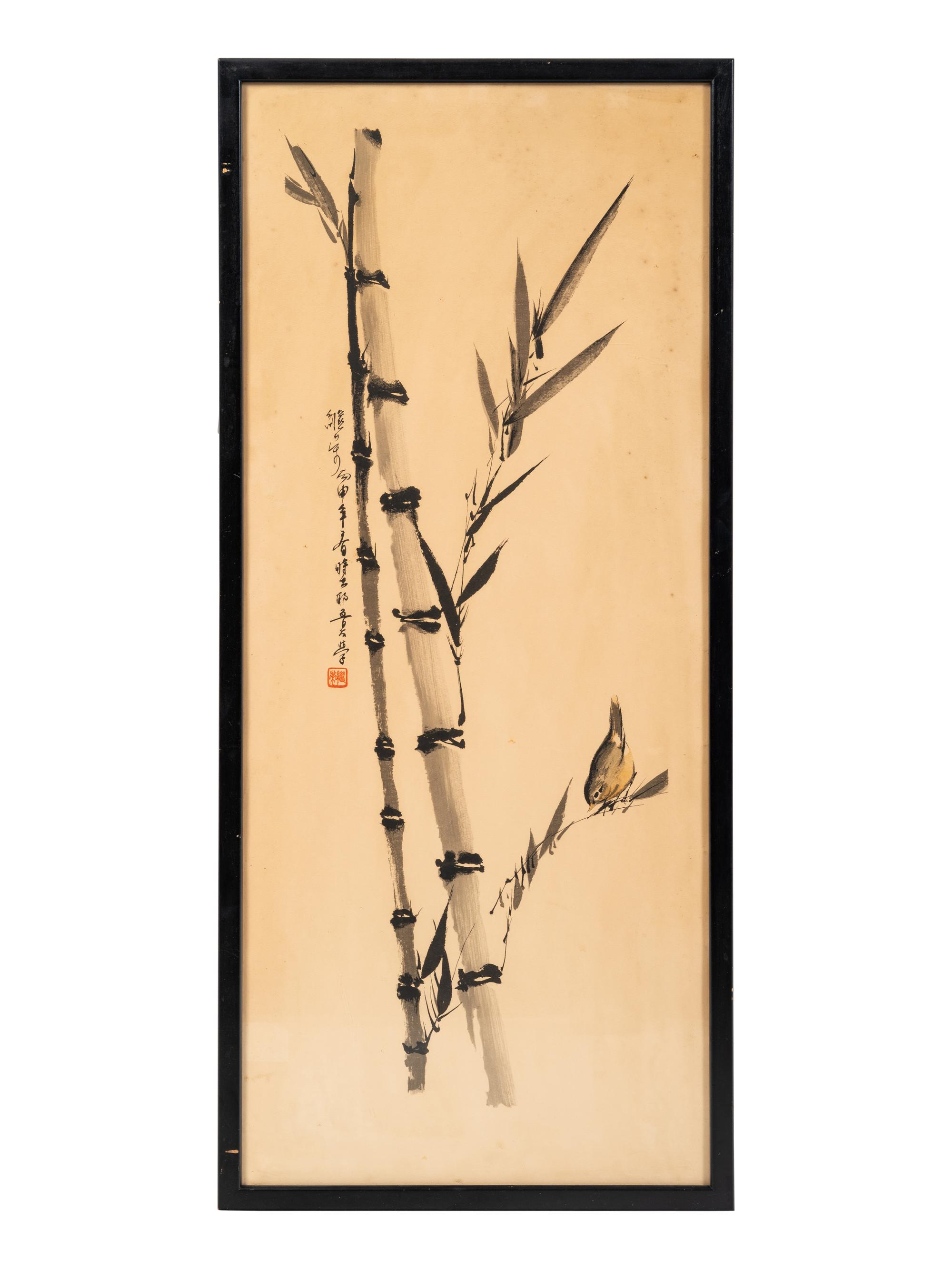 Two Chinese Ink and Color Paintings on Paper and One Print