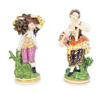Two English Derby Porcelain Figures of a Boy and Girl — 19TH CENTURY