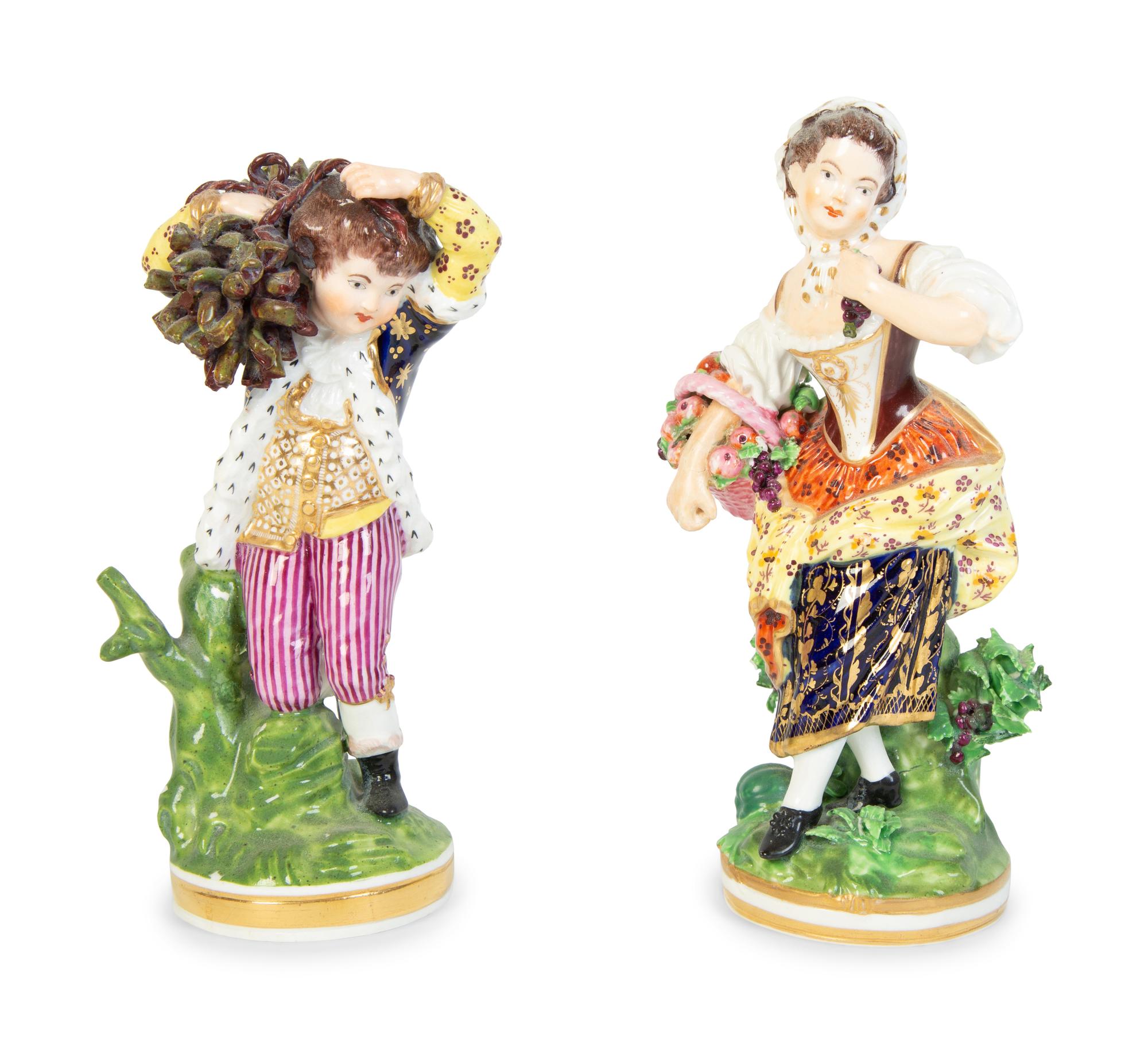 Two English Derby Porcelain Figures of a Boy and Girl — 19TH CENTURY
