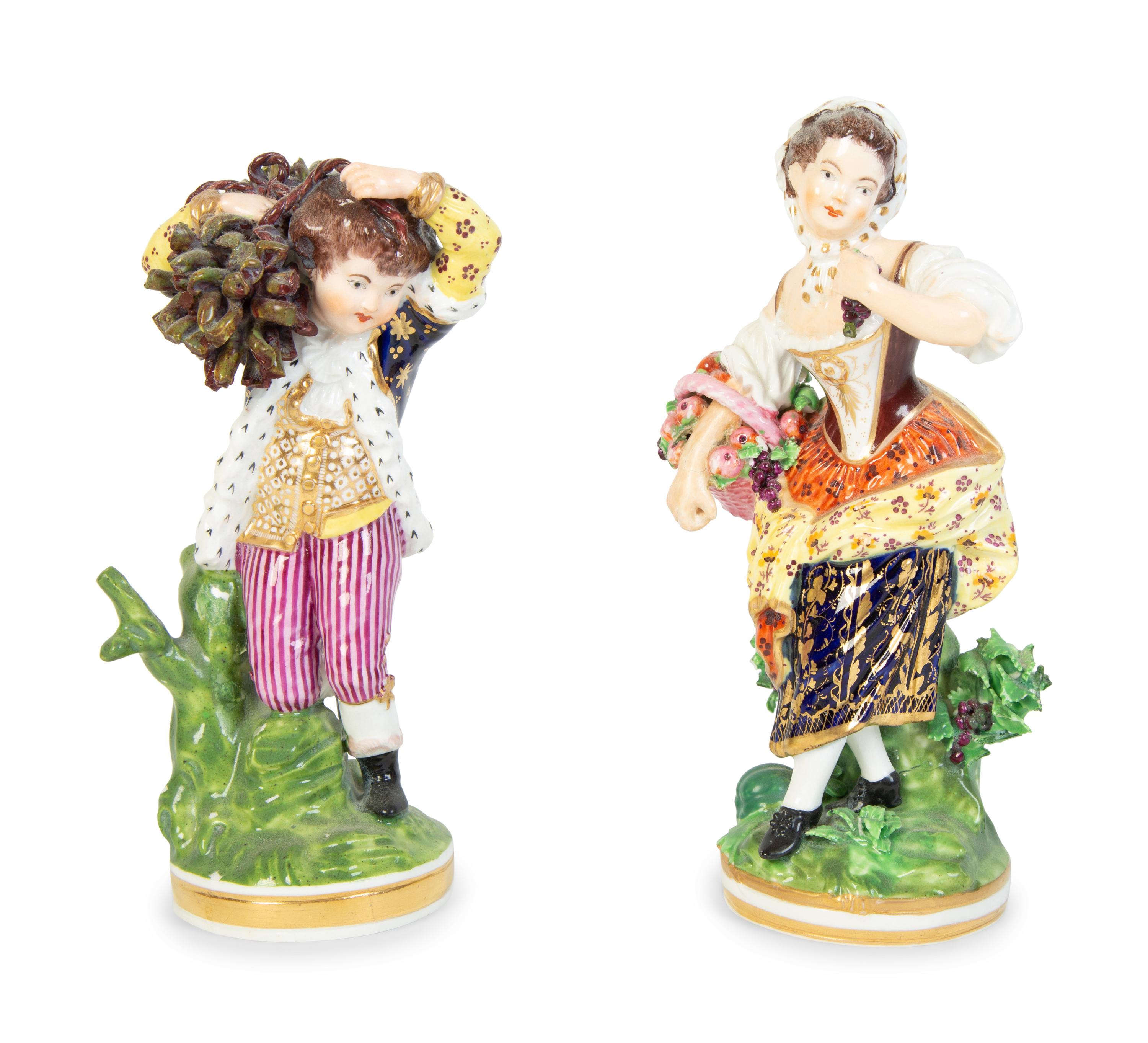 Two English Derby Porcelain Figures of a Boy and Girl — 19TH CENTURY
