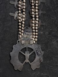 Large Silver and Fox Turquoise Squash Blossom Necklace