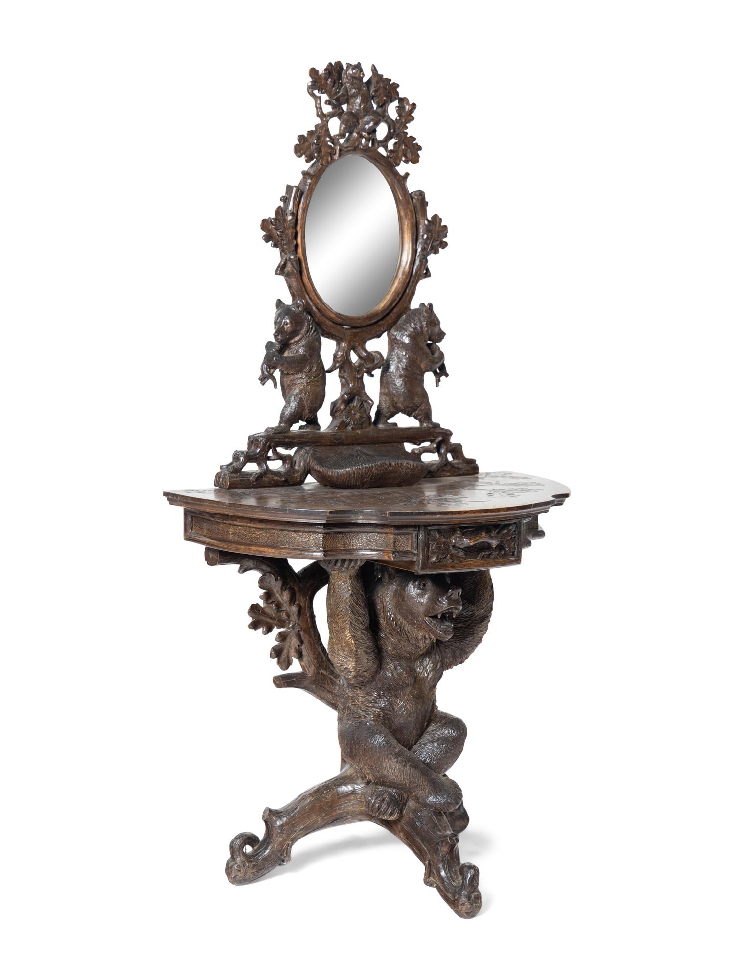 A Black Forest Carved Dressing Table