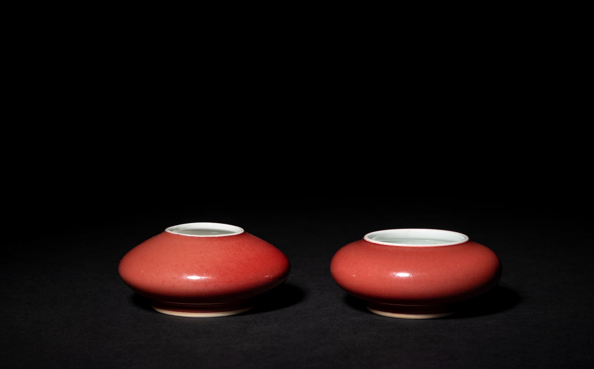 Two Chinese Copper Red Glazed Porcelain Water Coupes