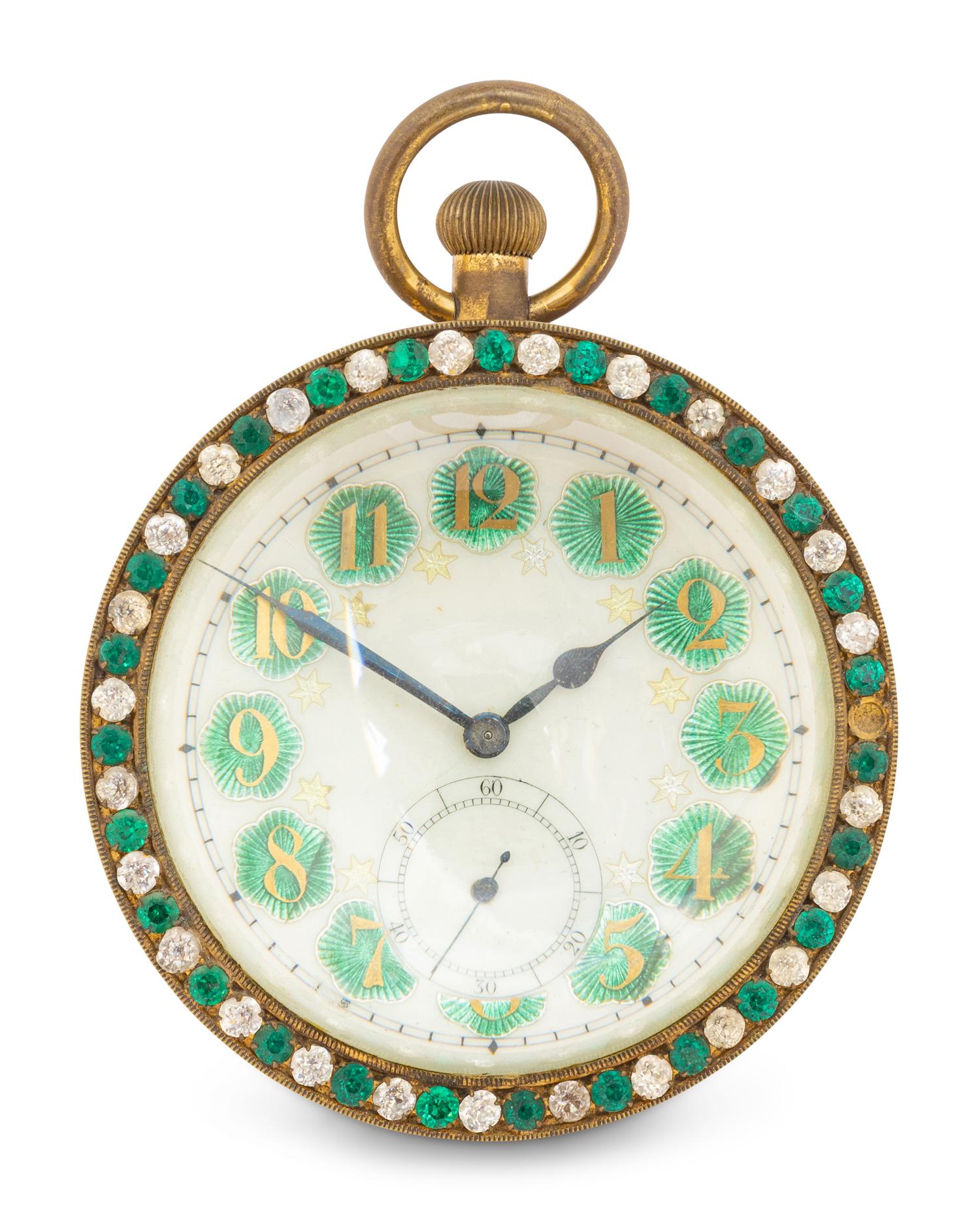A French Brass and Guilloche Enamel Spherical Table Clock