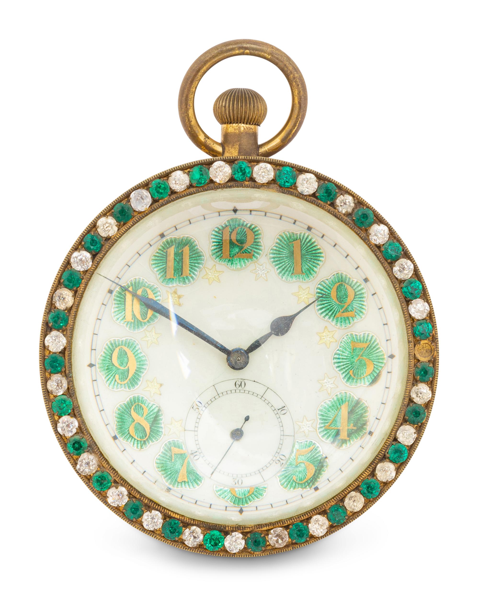 A French Brass and Guilloche Enamel Spherical Table Clock