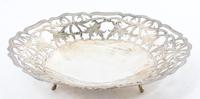 A Silvered Footed Bowl, , of circular form with pierced decoration, together with a fitted box.