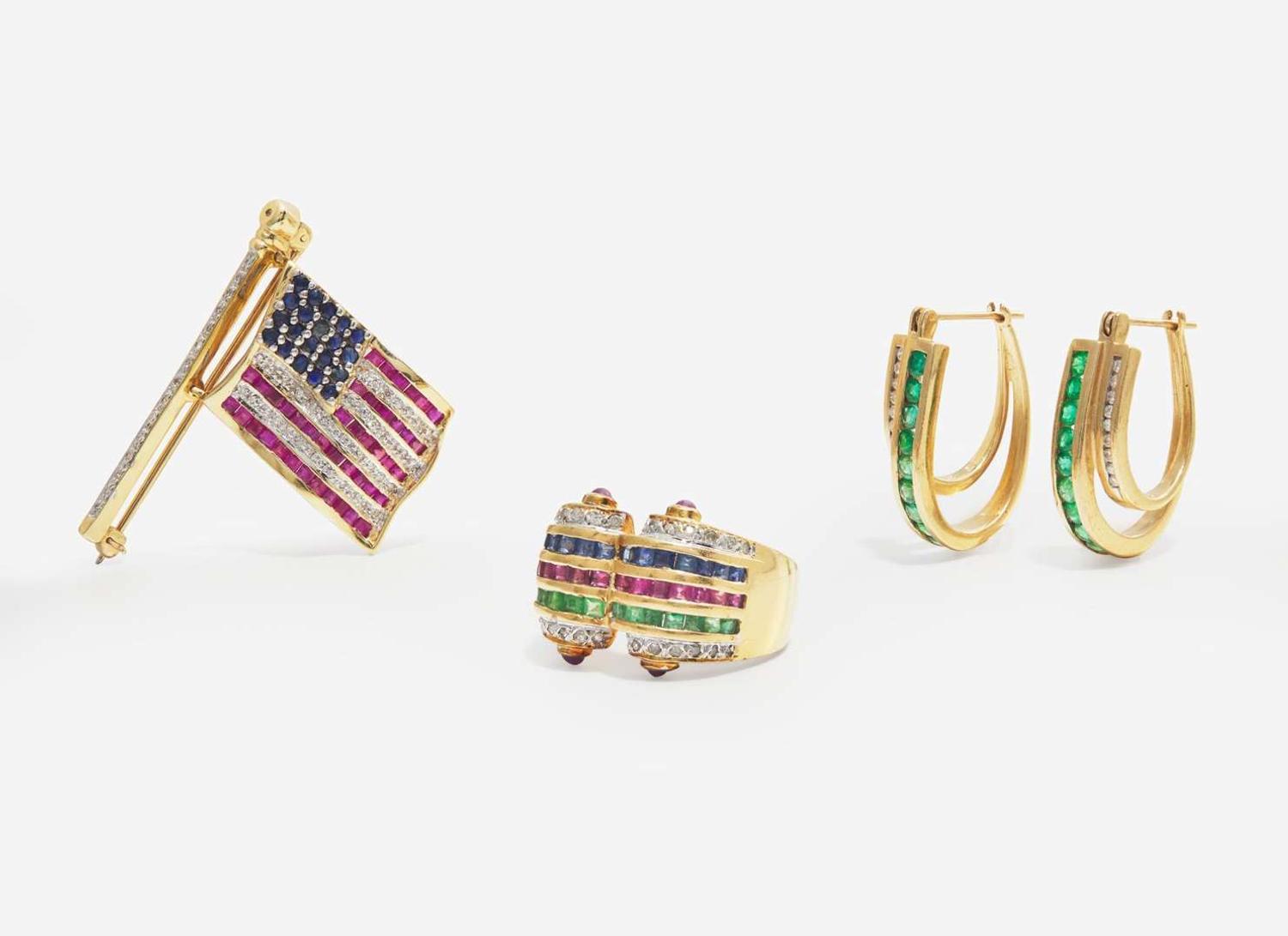 A Collection of Yellow Gold and Gemstone Jewelry