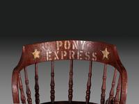 An American Trompe l'Oeil Painted Pony Express and General George Custer Armchair