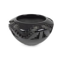Carved Blackware Pottery Bowl